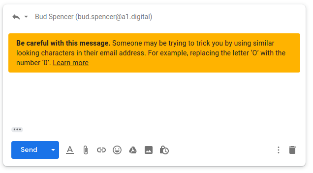 Gmail warning: „Be careful with this message”
