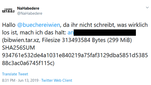 Tweet von @NaHabedere an @buechereiwien