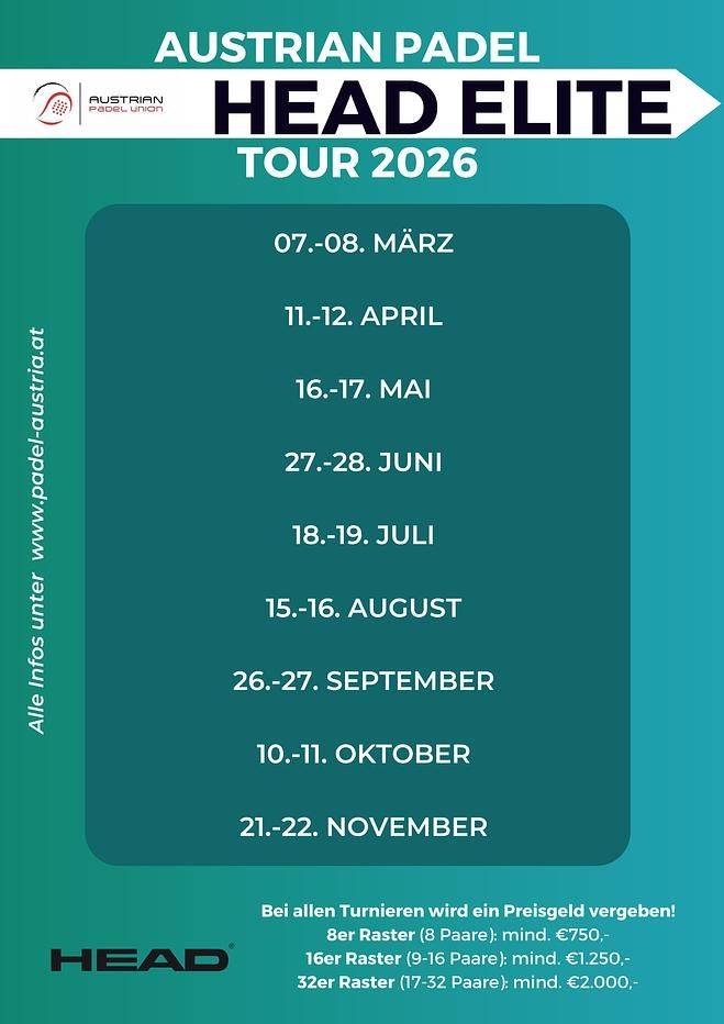 Die HEAD Elite Tour Termine 2026 stehen fest - Jetzt als Austragungsort bewerben!