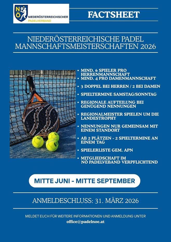 NÖ Mannschaftsmeisterschaften 2026